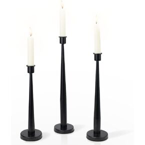 Cast Iron Black Taper Candle Holder Set of 3, Tall Candlestick Holders for Dining Table Centerpiece Decor, Vintage Candle Stick Holders, Decorative Candle Stands for Wedding Decoration