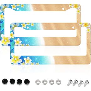Cute Cat License Plate Frames,Car Accessories License Plate Cover Holders Aluminum Metal 2 Pcs Set 2 Holes with Screw Caps for US Standard Vehicles for Women Men-6.3" X 12.2"