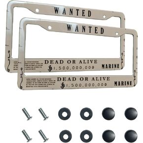 Anime License Plate Frame 2PCS Anime Car Accessories Aluminum License Plate Frame12.2x6.3inch (Wanted)