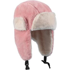 Cute Kids Winter Windproof Ski Cap Boys Girls Fur Fleece Trapper Hat Teen Ear Flaps Cold Weather Snow Hat