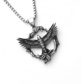 Mockingjay Modern Silver bird wings and vines necklace. Hunger games like pendant. 1.5" pendant with Chain.