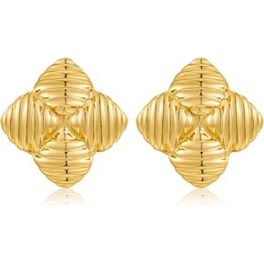 Gold Studs Earrings For Women Spiral Earrings Gold Square Earrings Wavy Earrings Textured Stud Earrings Fashion Earrings Jewelry