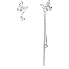 Crystal Butterfly Pendant Tassel Earrings Long Zircon Butterfly Drop Dangle Earrings Jewelry for Women