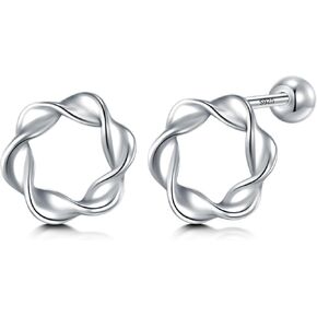 أقراط من الفضة الإسترليني عيار 925 من CHIC & ARTSY | أقراط مسمارية أنيقة | عقدة الحب الصغيرة/دائرة/أقراط البنتاغون للنساء