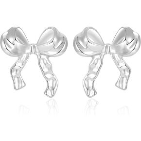 HANGINTHERE Bow Stud Earrings for Women,18k Gold, Sterling Silver Posts,Gifts for Women