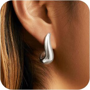Women's Gold Studs Earrings - 14K Gold Plated Studs Chunky Earring,Stainless Steel Statement Earring,Hypoallergenic Ear Rings Trendy Jewelry,Christmas Valentine's Day Birthday Gifts for Her Girlfriend