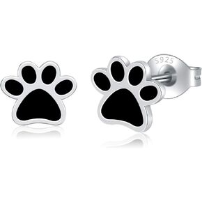 Pretty Sterling Silver Stud Earrings for Women - Cute Lady Cat Stud Dog Paw Stud Earring Gift Jewelry for Pet Cat Lovers, Mother's Day Christmas Birthday Anniversary Jewelry Gifts
