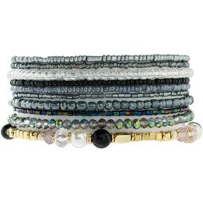 Bohemian Beaded Bracelets Multilayer Stackable Beads Wrap Bracelet Stretch Crystal Bead Bracelet for Women Teen Girls Christmas Gift Jewelry