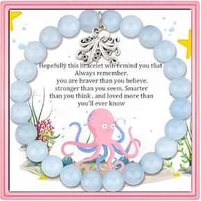 PARTNER Octopus Inspirational Christmas Birthday Gifts for Women Unique Natural Stone Beaded Bracelets for Women Meaningful Animal Jewelry for Octopus Lovers