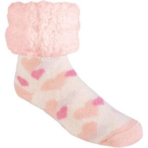 Pudus Cozy Winter Slipper Socks Women & Men w Non-Slip Grippers Faux Fur Sherpa