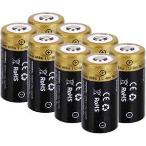 CR123a Battery 3.7V Li-Ion [Rechargeable] 4-Pack for Arlo Cameras (VMC3030/VMK3200/VMS3330/3430/3530), Flashlights, Microphones, Cameras and Photographic Equipment