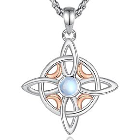 CELESTIA Nudo de Bruja Plata 925 Original Amuletos de Proteccion Witches Knot Necklace - 20 Inch Box Chain