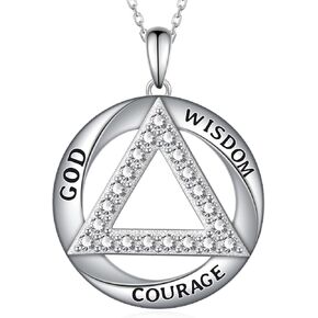 Sobriety Necklace 925 Sterling Silver AA Necklace Sobriety Gifts AA Jewelry Sobriety for Women
