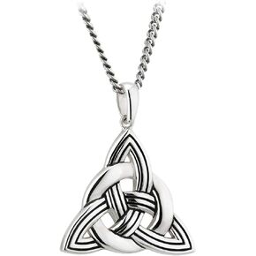 Biddy Murphy Womens Celtic Knot Necklace Heavy Sterling Silver Made in Ireland