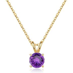 SMILEST Birthstone Necklace for Women Mom Wife, 1ct Sparkle Round Cut Birthstone Pendant 18K White Yellow Rose Gold Plated 925 Sterling Silver Birthstone Gifts for Women Mom Wife Friend