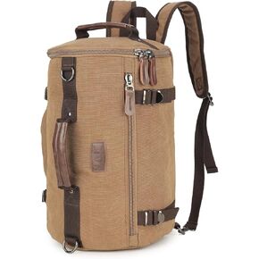 Laptop Backpack 15.6 inch Men Women Vintage Canvas Backpack to Crossbody Small Duffle Bag Rucksack(Black)