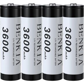 18650 Rechargeable Battery 3600mAh Button Top 4 Pack 3.7V Li-ion Batteries for Flashlight Headlamp