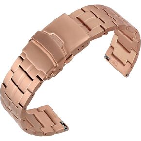 ANNEFIT Stainless Steel Watch Band 18mm 20mm 22mm, Metal Watch Strap with Double Folding Lock Buckle for Men Women