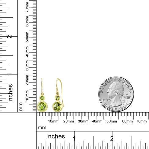 Gem Stone King 14K Yellow Gold Green Peridot Drop Dangle Earrings For Women (2.04 Cttw, Gemstone August Birthstone, Round 6MM and 3MM) in Saudi Arabia