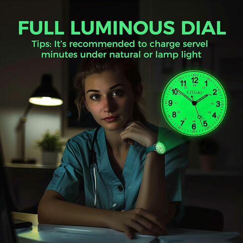 Nurse Watch for Medical Doctor Professionals Student Easy Read Dial with Luminous 24 Hours Red Second Soft Thin Silicone Band 50M Waterproof in Saudi Arabia