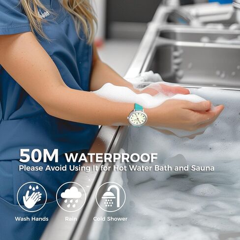 Nurse Watch for Medical Doctor Professionals Student Easy Read Dial with Luminous 24 Hours Red Second Soft Thin Silicone Band 50M Waterproof in Saudi Arabia