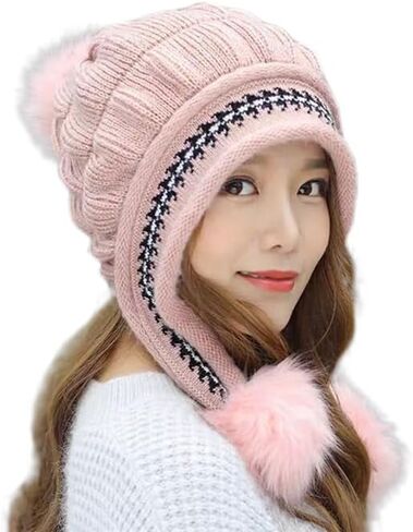 XYX Winter Warm Elastic Soft Ear Protection Knitted Sherpa Ski Hats Fleece Lined Peruvian Cover Ears Beanie Hat in Saudi Arabia