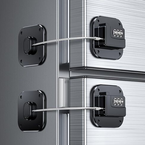 Child Proof Fridge Door Lock with Adhesive, Refrigerator Door Lock with Code for Kids and Pets, Self Adhesive Combination Latch for Freezer, Cabinets, Drawers, Air Oven, Windows (Patent) in Saudi Arabia