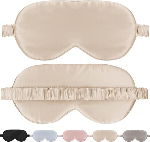 Silk Eye Mask for Sleep with Adjustable Strap for Women/Men/Adults Large 100% Mulberry Silk Sleeping Mask for Travel/Plane/Side Sleeper,Light Blue in Saudi Arabia