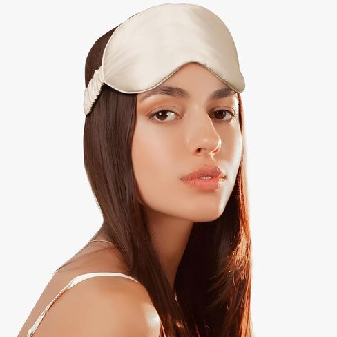 Silk Eye Mask for Sleep with Adjustable Strap for Women/Men/Adults Large 100% Mulberry Silk Sleeping Mask for Travel/Plane/Side Sleeper,Light Blue in Saudi Arabia