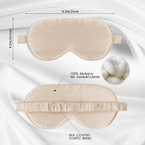 Silk Eye Mask for Sleep with Adjustable Strap for Women/Men/Adults Large 100% Mulberry Silk Sleeping Mask for Travel/Plane/Side Sleeper,Light Blue in Saudi Arabia