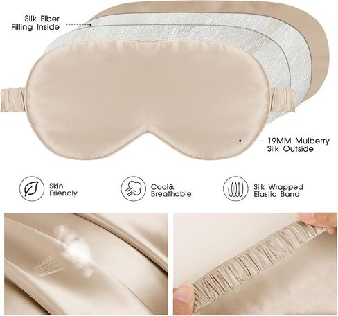 Silk Eye Mask for Sleep with Adjustable Strap for Women/Men/Adults Large 100% Mulberry Silk Sleeping Mask for Travel/Plane/Side Sleeper,Light Blue in Saudi Arabia