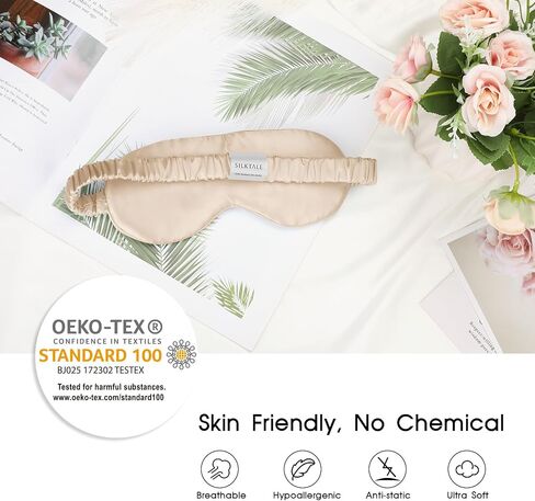 Silk Eye Mask for Sleep with Adjustable Strap for Women/Men/Adults Large 100% Mulberry Silk Sleeping Mask for Travel/Plane/Side Sleeper,Light Blue in Saudi Arabia