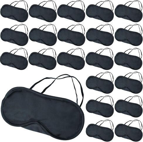 Pack of 50 Eye Masks for Sleep Travel Play Games Party Yoga Nap Team Building, Disposable Sleep Eye Mask for Men Women, Black Blindfold Eye Covers with Nose Pad & Adjustable Strap, Block Out Light in Saudi Arabia