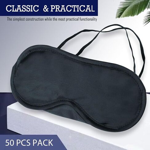 Pack of 50 Eye Masks for Sleep Travel Play Games Party Yoga Nap Team Building, Disposable Sleep Eye Mask for Men Women, Black Blindfold Eye Covers with Nose Pad & Adjustable Strap, Block Out Light in Saudi Arabia