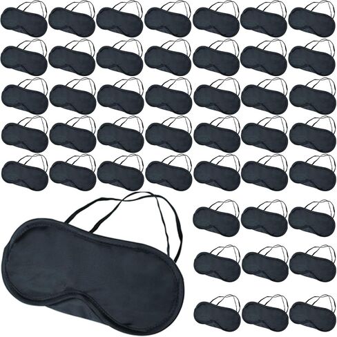 Pack of 50 Eye Masks for Sleep Travel Play Games Party Yoga Nap Team Building, Disposable Sleep Eye Mask for Men Women, Black Blindfold Eye Covers with Nose Pad & Adjustable Strap, Block Out Light in Saudi Arabia