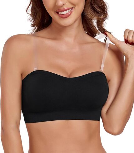 Lemorosy Women's Wireless Bandeau Bra Multiway Convertible Bralette Seamless Non-Slip Comfortable Strapless Tube Top Bra in Saudi Arabia