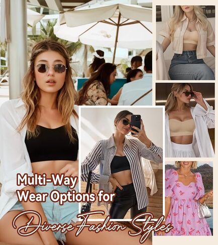 Lemorosy Women's Wireless Bandeau Bra Multiway Convertible Bralette Seamless Non-Slip Comfortable Strapless Tube Top Bra in Saudi Arabia