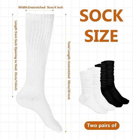 Bewudy 2 Pairs of Slouch Socks for Women, Scrunch Knee High Boot Socks Soft Long Socks, Long Slouchy Socks Pack in Saudi Arabia