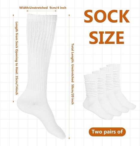 زوجان من الجوارب المترهلة للنساء من Bewudy، جوارب طويلة حتى الركبة، جوارب طويلة ناعمة، حزمة جوارب طويلة مترهلة in Kuwait