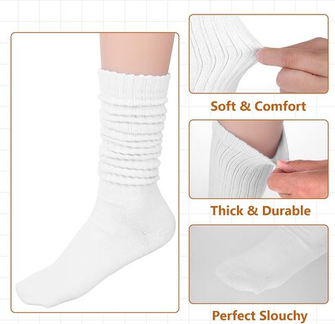 زوجان من الجوارب المترهلة للنساء من Bewudy، جوارب طويلة حتى الركبة، جوارب طويلة ناعمة، حزمة جوارب طويلة مترهلة in Kuwait