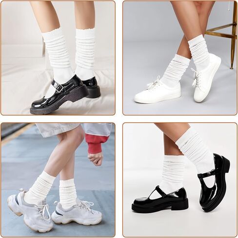 زوجان من الجوارب المترهلة للنساء من Bewudy، جوارب طويلة حتى الركبة، جوارب طويلة ناعمة، حزمة جوارب طويلة مترهلة in Kuwait