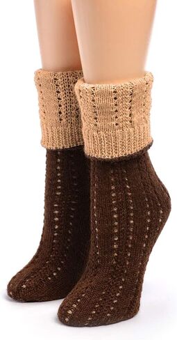 WARRIOR ALPACA SOCKS - Women's Reversible Hand Knit 100% Alpaca Wool Socks - Crew Height in Kuwait