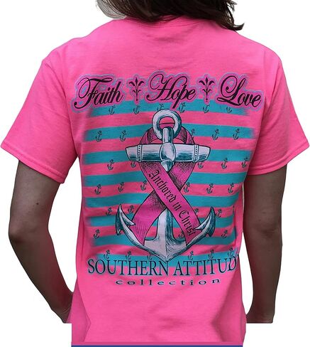 Southern Attitude Hope Breast Cancer Awareness Pink Short Sleeve Shirt in Kuwait