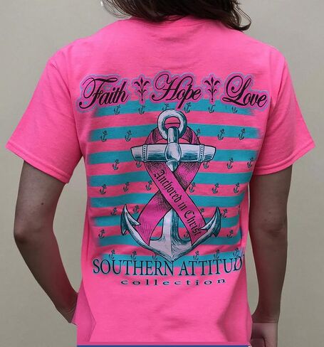 Southern Attitude Hope Breast Cancer Awareness Pink Short Sleeve Shirt in Kuwait