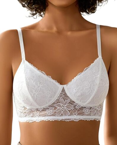 Avidlove Lace Bra Sexy Bralettes Womens Wireless Balconette Bras Half Cups Double-Layered Soft in Kuwait