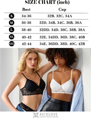 Avidlove Lace Bra Sexy Bralettes Womens Wireless Balconette Bras Half Cups Double-Layered Soft in Kuwait
