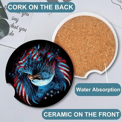 Vintage 80s Style Car Cup Holder Coaster, Car Coasters for Cup Holder, 2 Pack Retro Memphis Fashion Anti-Slip Absorbent Ceramic Car Cup Coasters with Finger Notch Cork Base for Women Men 2.56" in Kuwait