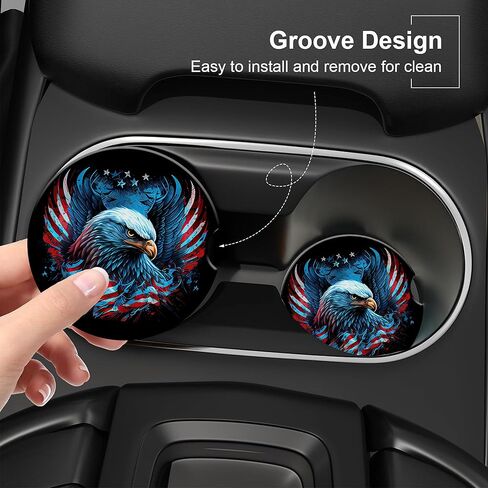 Vintage 80s Style Car Cup Holder Coaster, Car Coasters for Cup Holder, 2 Pack Retro Memphis Fashion Anti-Slip Absorbent Ceramic Car Cup Coasters with Finger Notch Cork Base for Women Men 2.56" in Kuwait