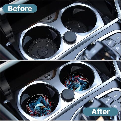 Vintage 80s Style Car Cup Holder Coaster, Car Coasters for Cup Holder, 2 Pack Retro Memphis Fashion Anti-Slip Absorbent Ceramic Car Cup Coasters with Finger Notch Cork Base for Women Men 2.56" in Kuwait