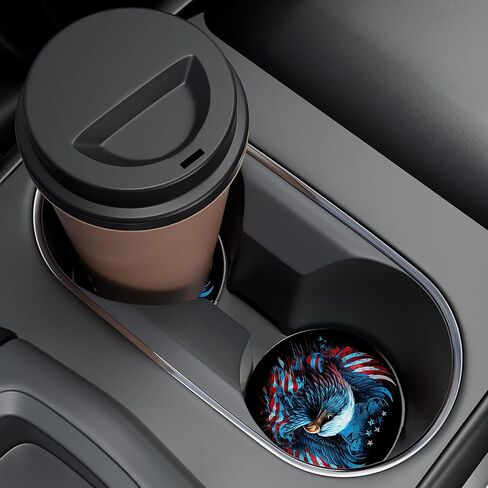 Vintage 80s Style Car Cup Holder Coaster, Car Coasters for Cup Holder, 2 Pack Retro Memphis Fashion Anti-Slip Absorbent Ceramic Car Cup Coasters with Finger Notch Cork Base for Women Men 2.56" in Kuwait